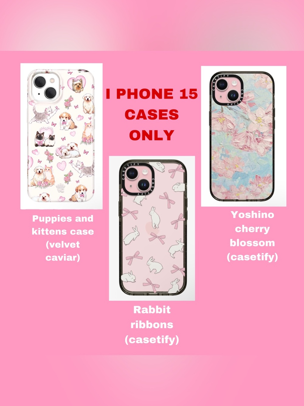 Casetify Pink Bunny Ribbon iPhone 15 Case